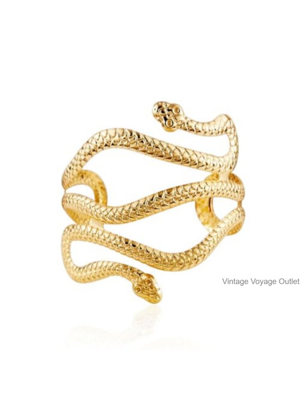 Adjustable Open Cuff Bangle Coil Armband Swirl Leaf Punk Bracelet for Women